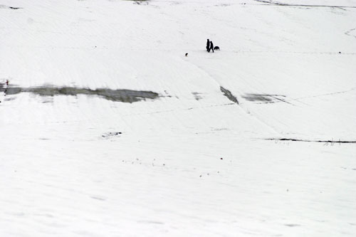Promeneurs sur une plaine de neige - © Norbert Pousseur