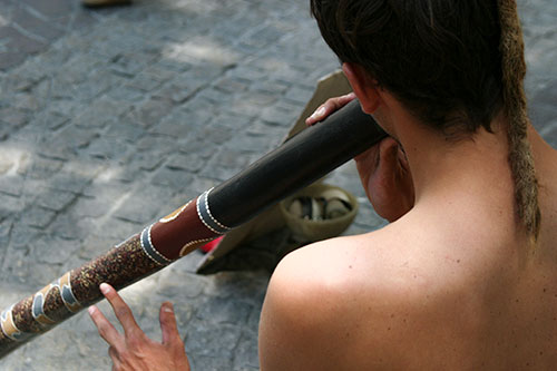 Avignon :  Joueur de rue de didjeridoo © Norbert Pousseur