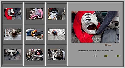 Les masques, 1er ensemble - Fasnacht Bâle 2010 - © Norbert Pousseur