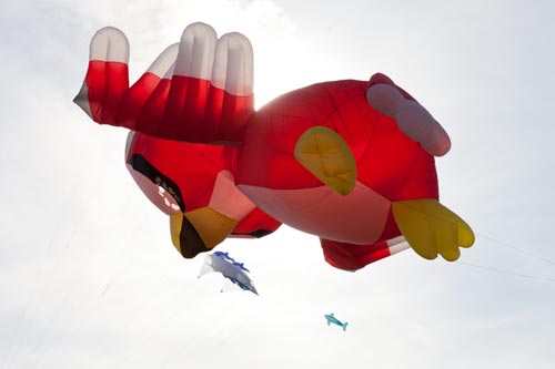 Oiseau baudruche haut dans le ciel - Festival 2011 de Fréjus - © Norbert Pousseur