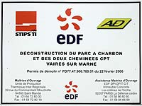 Panneau de déconstruction de la centrale de Vaires