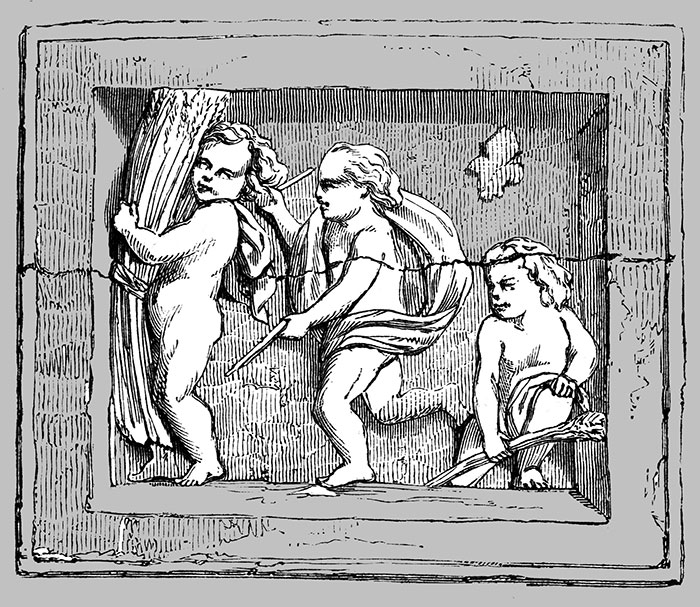 Enseigne de scène de moisson du 18ème siècle lyonnais - La gerbe  - reproduction © Norbert Pousseur