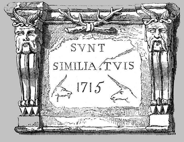 Enseigne de 1715 lyonnaise :  Sunt similia suis (ils.elles sont semblables) - reproduction © Norbert Pousseur