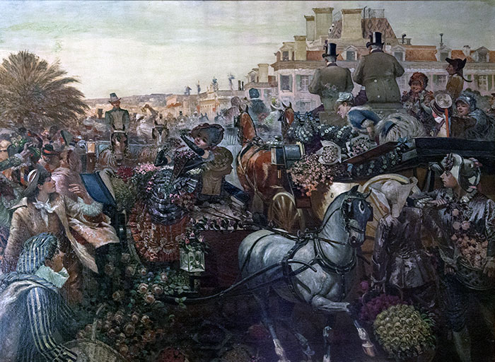 La batalla de las flores de Niza hacia 1900 - Reproducción © Norbert Pousseur