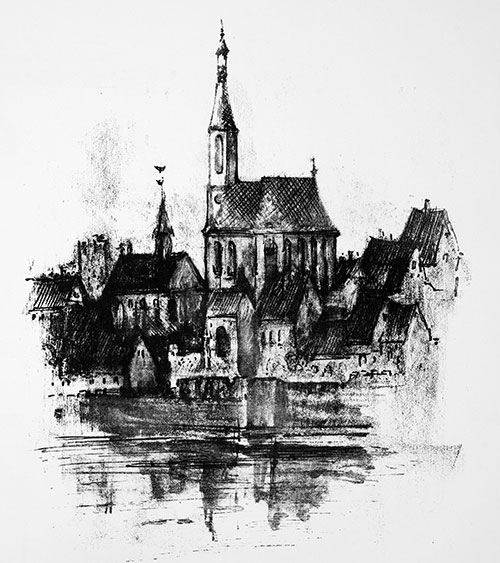 Mulhouse, dibujo de Jean Brenner - reproduction © Norbert Pousseur