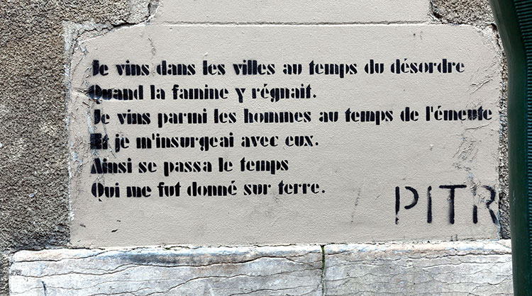 Texte d'insurrection par Pitr - un graph'mur ou street art photographié par © Norbert Pousseur