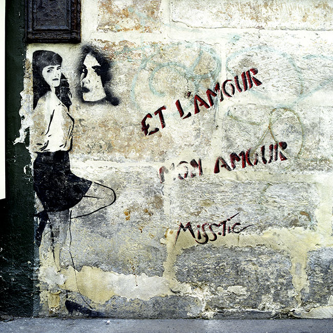 Et l'Amour  Mon Amour - un graph'mur ou street art de Miss Tic, photographié par © Norbert Pousseur