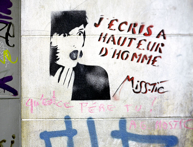 J'écris à hauteur d'homme - un graph'mur ou street art de Miss Tic, photographié par © Norbert Pousseur