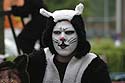 conducteur grimmé en chat, de quad  Yamaha du groupe publicitaire Malengier - Kattenstoet 2006 - fête des chats - Ieper - Ypres - © Norbert Pousseur