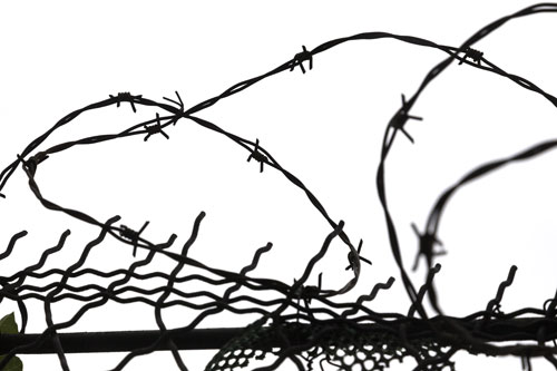 Barbed wires above a railing - © Norbert Pousseur