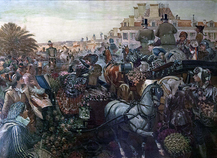 The battle of the flowers of Nice by 1900 - Reproduction © Norbert Pousseur