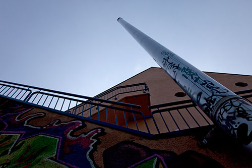 Engraved chimney drawn in the sky Zurich - © Norbert Pousseur