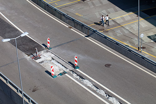 Road under construction in Zurich - © Norbert Pousseur