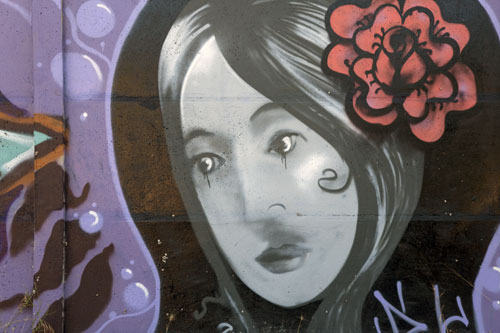 Graff de jeune femme aux cheveux fleuris - © Norbert Pousseur