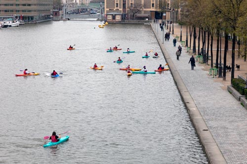 Entrainement de canoé à Paris - © Norbert Pousseur