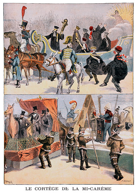 Chars du cortège de la mi-carême de 1897 - reproduction © Norbert Pousseur