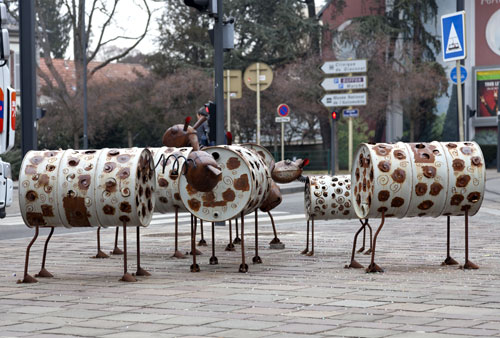 Moutons dans la rue, d'Yves Carrey - © Norbert Pousseur