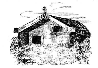 Maison  Néo-zélandaise en  1833 - reproduction © Norbert Pousseur