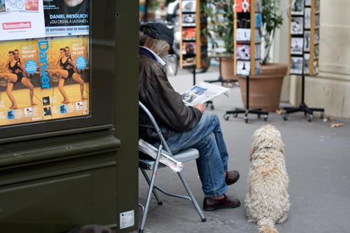 Newspaper seller, reading - © Norbert Pousseur