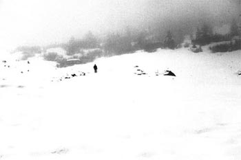 Randonneur dans le grand espace montagneux blanc - © Norbert Pousseur