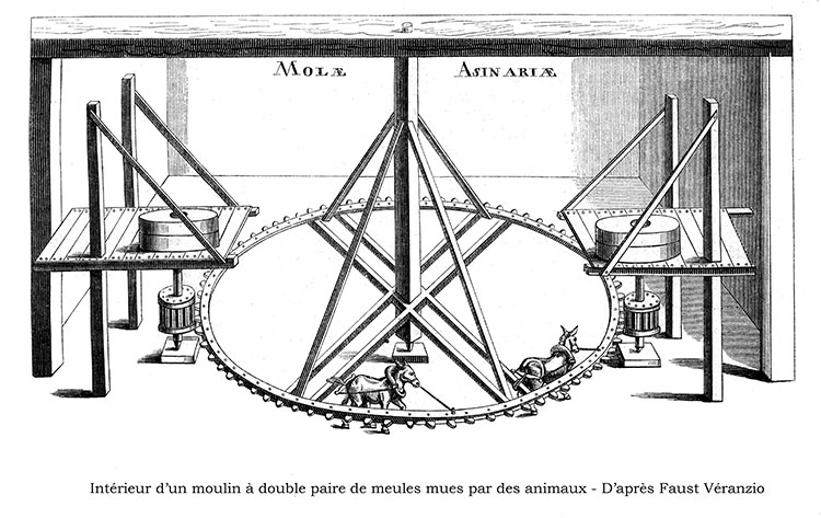 Moulin aux ânes  -  Gravure numérisée et restaurée par © Norbert Pousseur