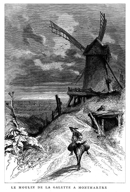 Le moulin de la Galette sur la butte de Montmartre -  reproduction traitée numériquement par © Norbert Pousseur