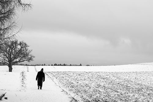 Homme noir sur la neige - © Norbert Pousseur